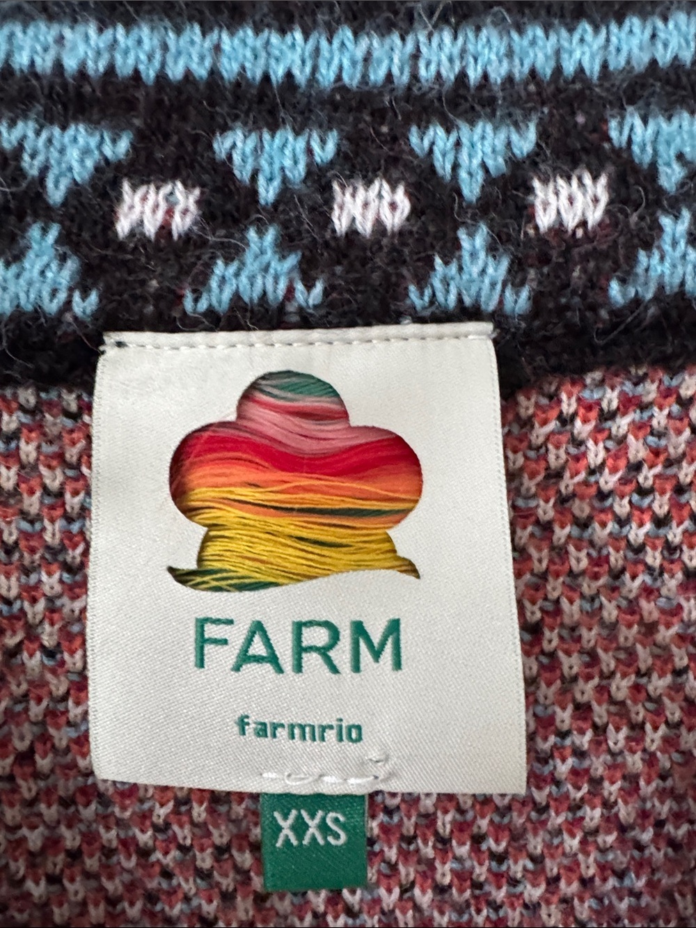 Farm Rio crochet-construction V-neck sweater XXS - Picture 9 of 14